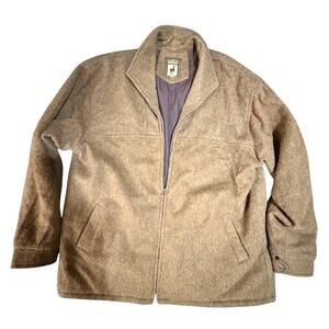 Vintage Alpaca Superfine Wool Full Zip Jacket Coat Brown Men's XXL Peru Heavy